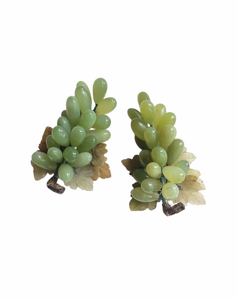 Vintage Pair Of Jade Grapes