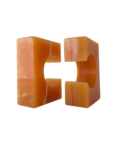Orange Onyx Bookends
