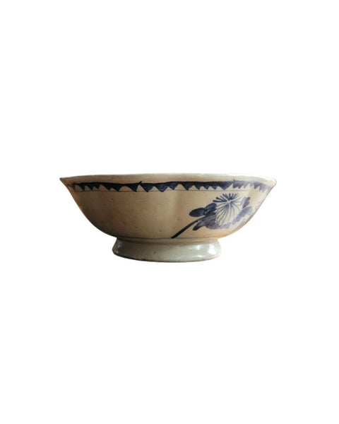 19th Century Chinese Provincial Blue & White Hand Painted Bowl