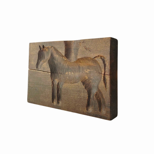 Antique Quebec Maple Sugar Mold Pair With Horses
