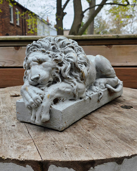 Cast Cement Sleeping Lion Statuary