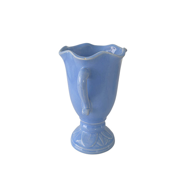 Shapely Perriwinkle Blue Double Armed Small Vase