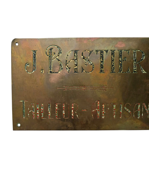 Antique French Brass Artisan Tailors Shop Sign