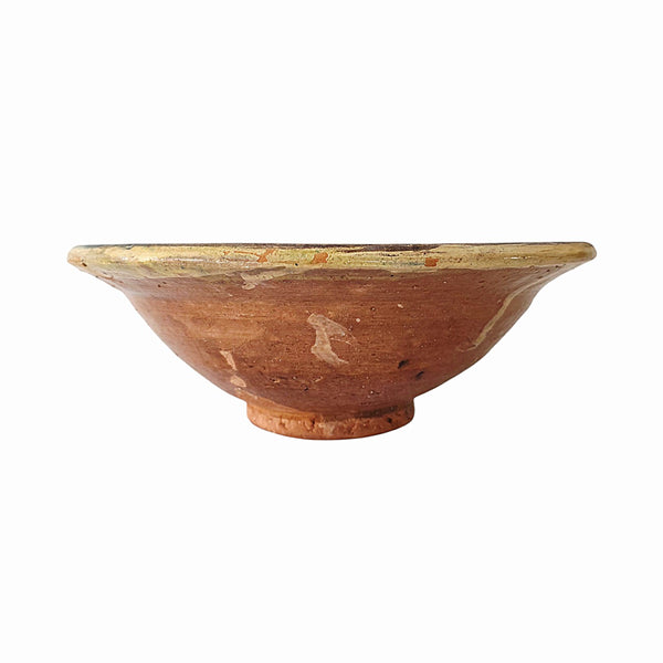 Antique Yellow Tin Glazed Majolica Footed Bowl