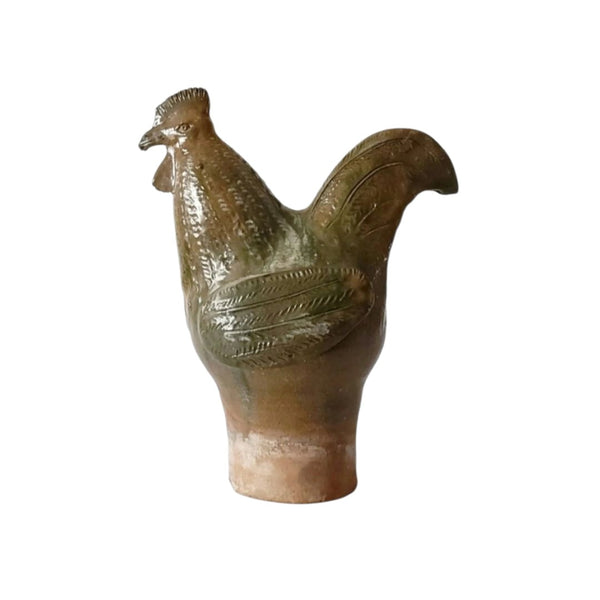 Antique Tall Terra Cotta Glazed Rooster