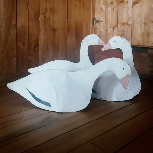 Trio Of Vintage Tin & Wood Snow Goose Decoys