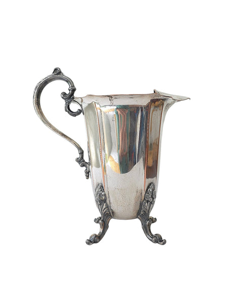 Vintage Footed Silver Over Copper Water Pitcher