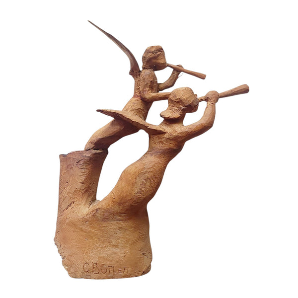 Carved Wood Angel Pair