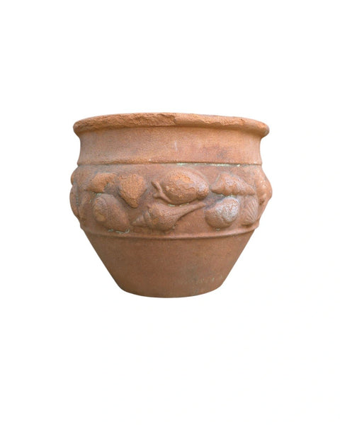 Terra Cotta Flower Cache Pot With Seashells