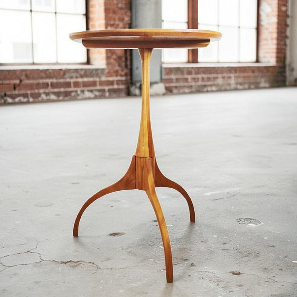 Artisan Made Cherry Wood Shaker Style Candlestand Side Table