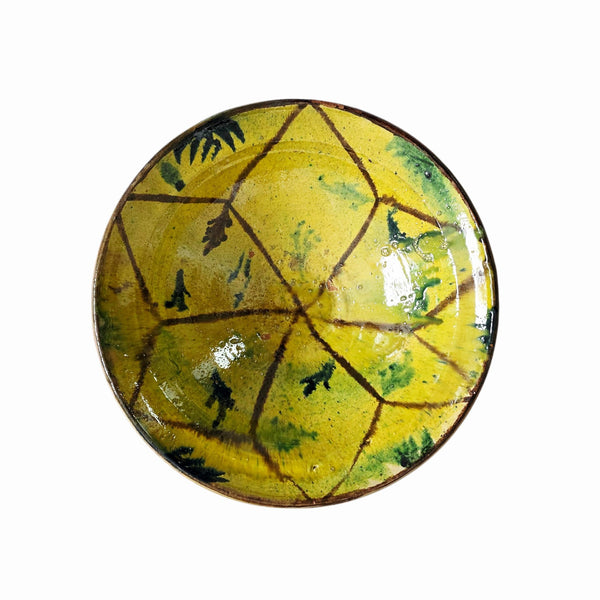 Antique Yellow Tin Glazed Majolica Footed Bowl