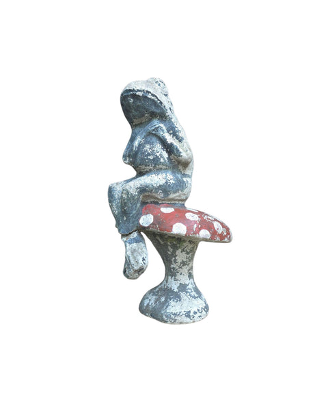 Cement Garden Frog On Toadstool