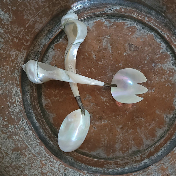 Antique Mother Of Pearl Shell Servers