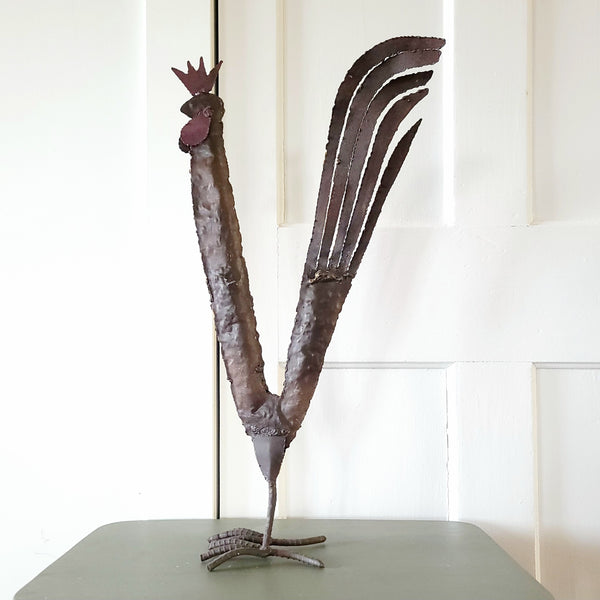 Cast Metal Tall Decorative Rooster