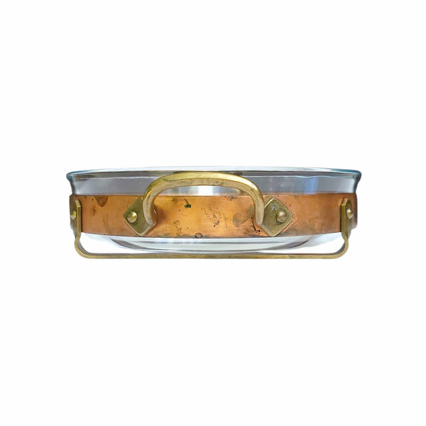 Nils Johan Mid-Century Copper & Brass Serving Stands With Pyrex Glass Dish Inserts