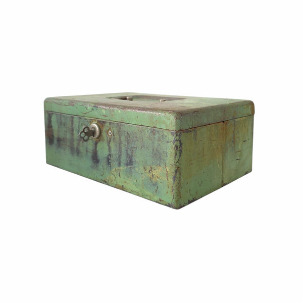 Vintage Industrial Green Metal Small Storage Box
