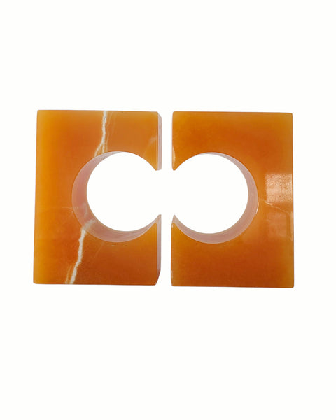 Orange Onyx Bookends