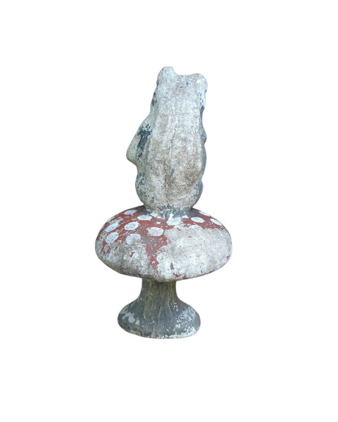 Cement Garden Frog On Toadstool