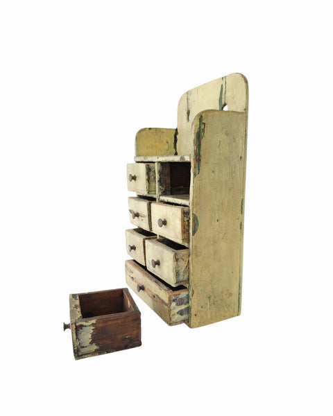 Antique Primitive Five Drawer Small Spice Cabinet