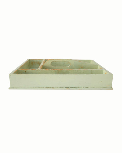 Wood Cutlery Tote In Green