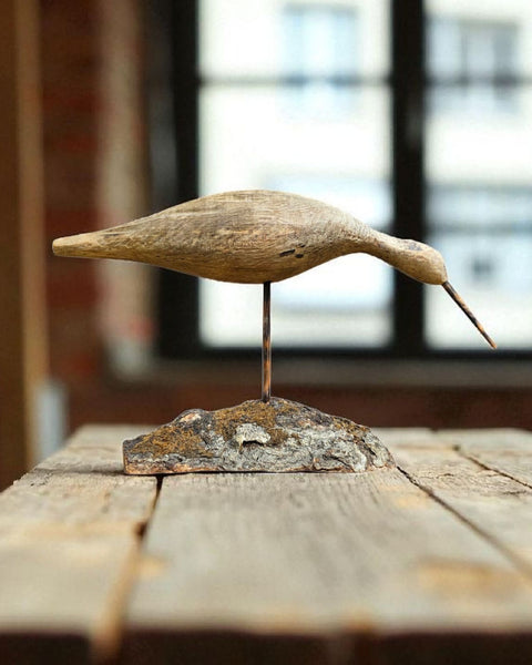 Carved Wood Sandpiper Bird