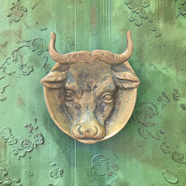 Vintage Brass Bull Trinket Dish