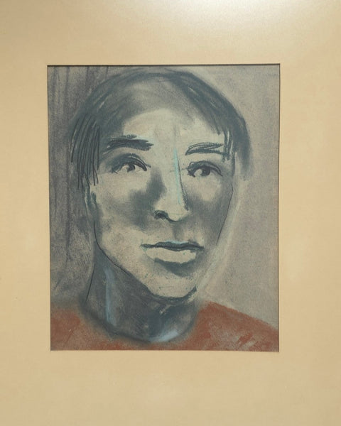 Framed Chalk Pastel Enigmatic Portrait