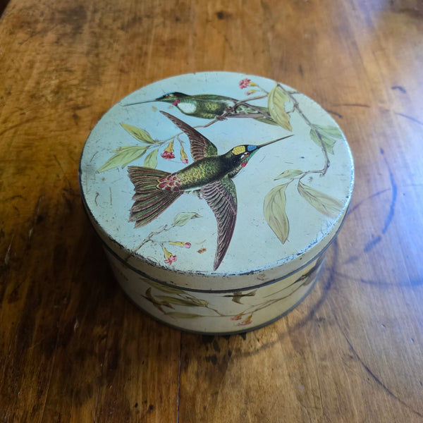 Circa 1950's Peak Frean Biscuit Tin With Humingbirds