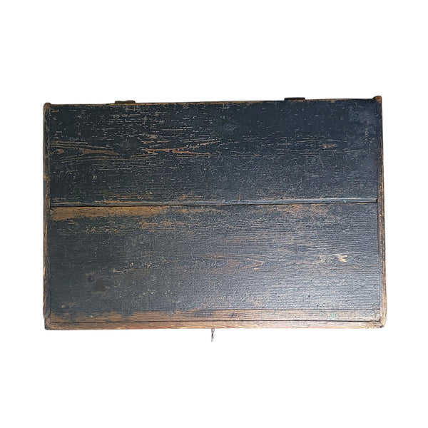 Antique Small Chest In Black Paint