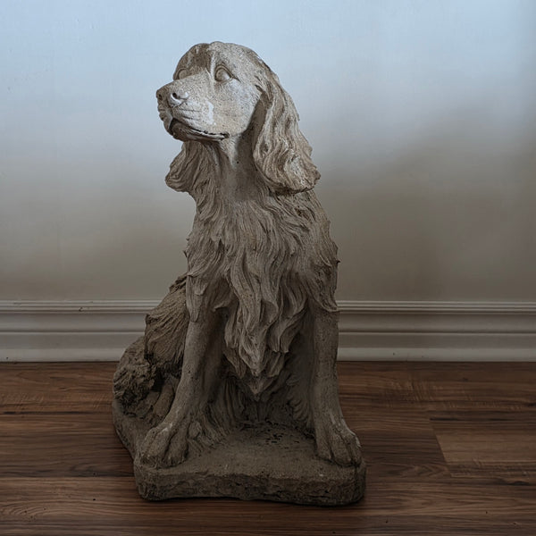 Cast Concrete Spaniel Or Small Setter Statuary