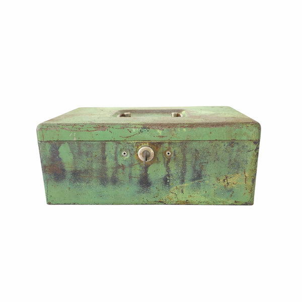 Vintage Industrial Green Metal Small Storage Box