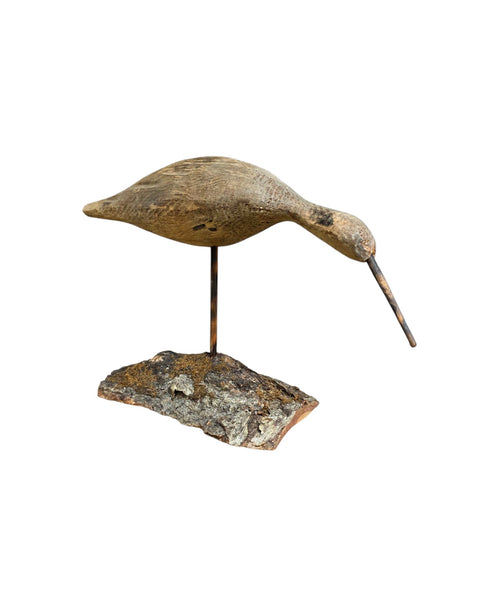 Carved Wood Sandpiper Bird