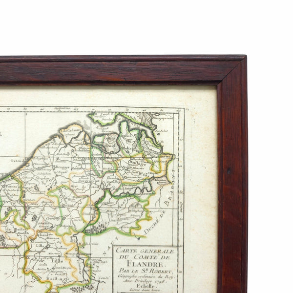 18th Century Copper Plate Engraved Map Of Flanders