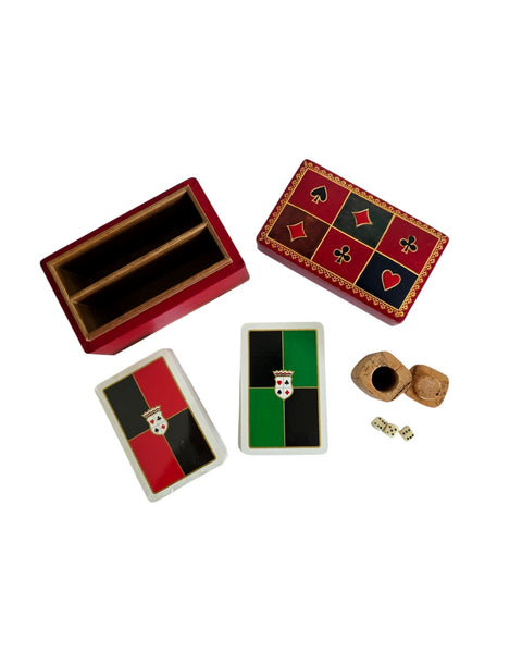 Leather Card Case With Cards & Cork With Dice