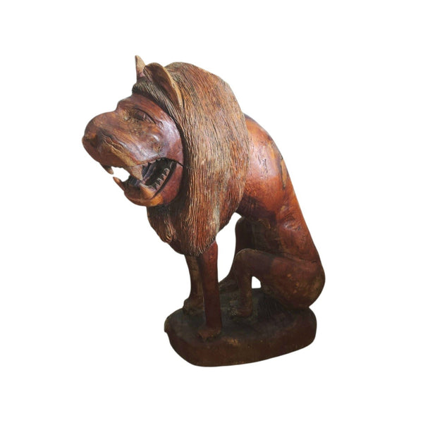 20th Century Quebec 38" Tall Floor Sculpture Folk Art Lion