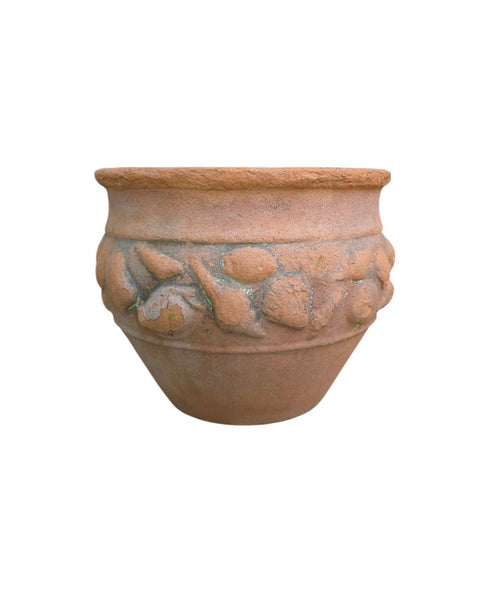 Terra Cotta Flower Cache Pot With Seashells