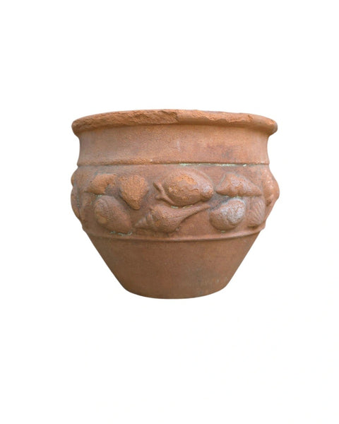 Terra Cotta Flower Cache Pot With Seashells