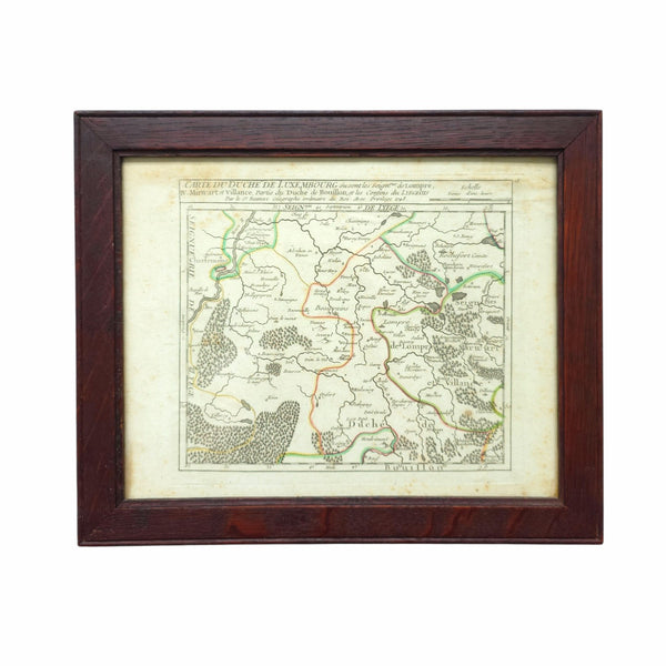 Antique Copper Plate Engraved Map Of Luxembourg by Vaugondy
