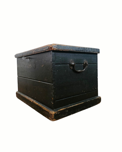 Antique Small Chest In Black Paint