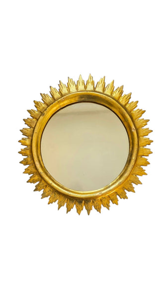 Mid Century Spanish Gilt Wood Sun Mirror