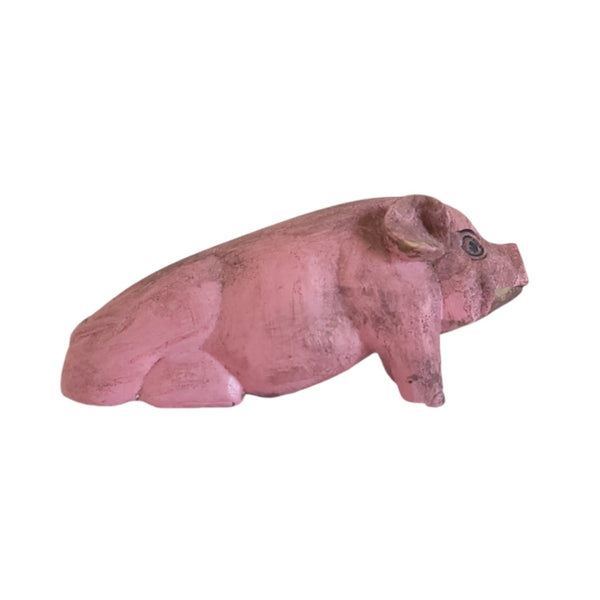 Carved Wood Folk Art Pig