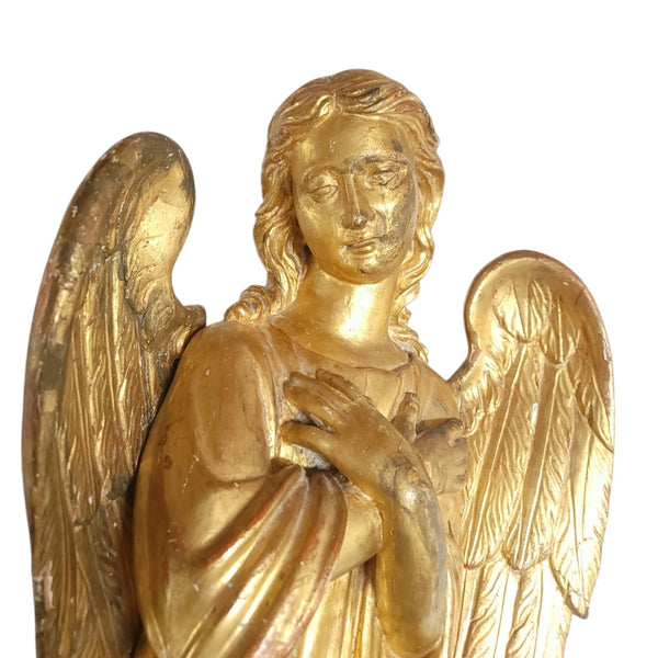 Antique Carved Wood Gilt Hanging Angel