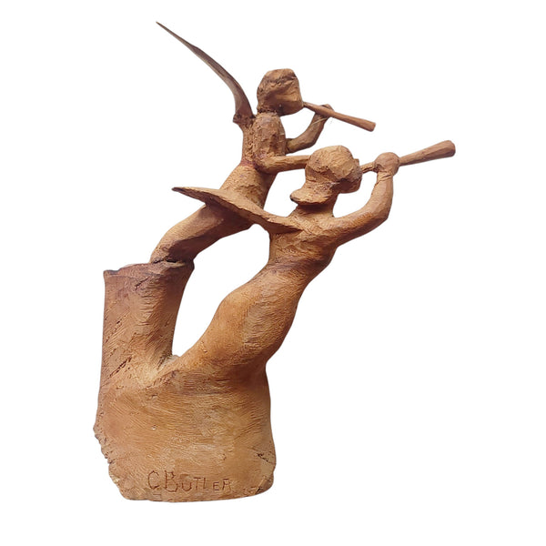 Carved Wood Angel Pair