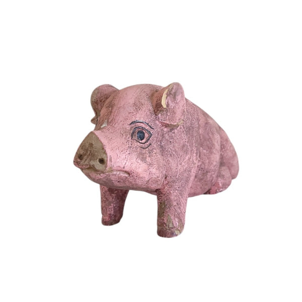 Carved Wood Folk Art Pig