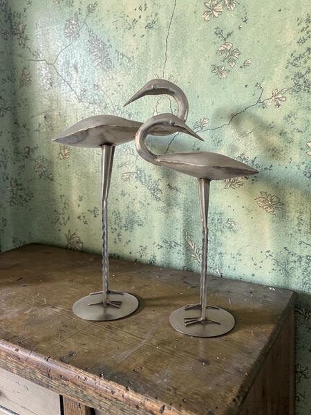 Metal Stork or Heron Pair