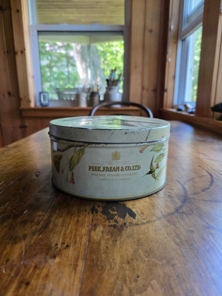 Circa 1950's Peak Frean Biscuit Tin With Humingbirds