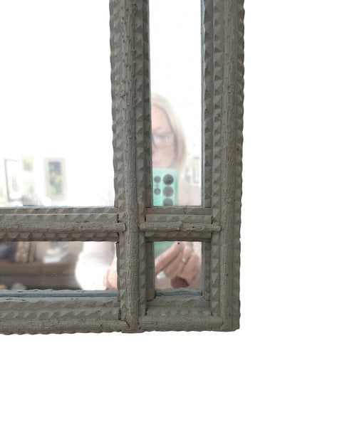 Antique Painted Tramp Art Mirror