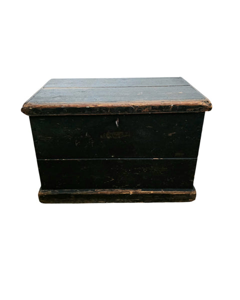 Antique Small Chest In Black Paint
