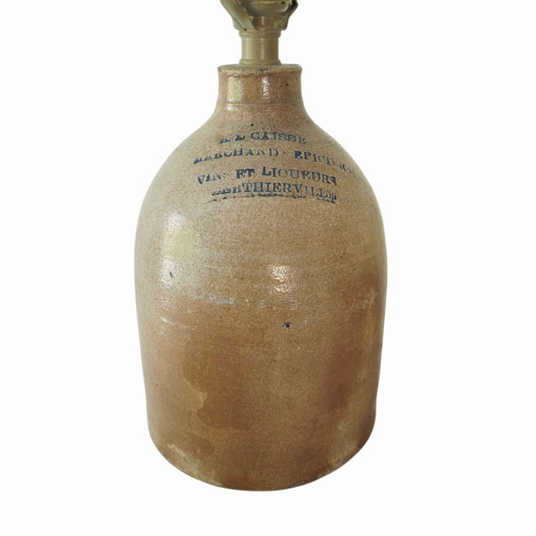 Antique Quebec 'Berthierville' Merchants Crock Lamp
