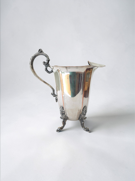Vintage Footed Silver Over Copper Water Pitcher